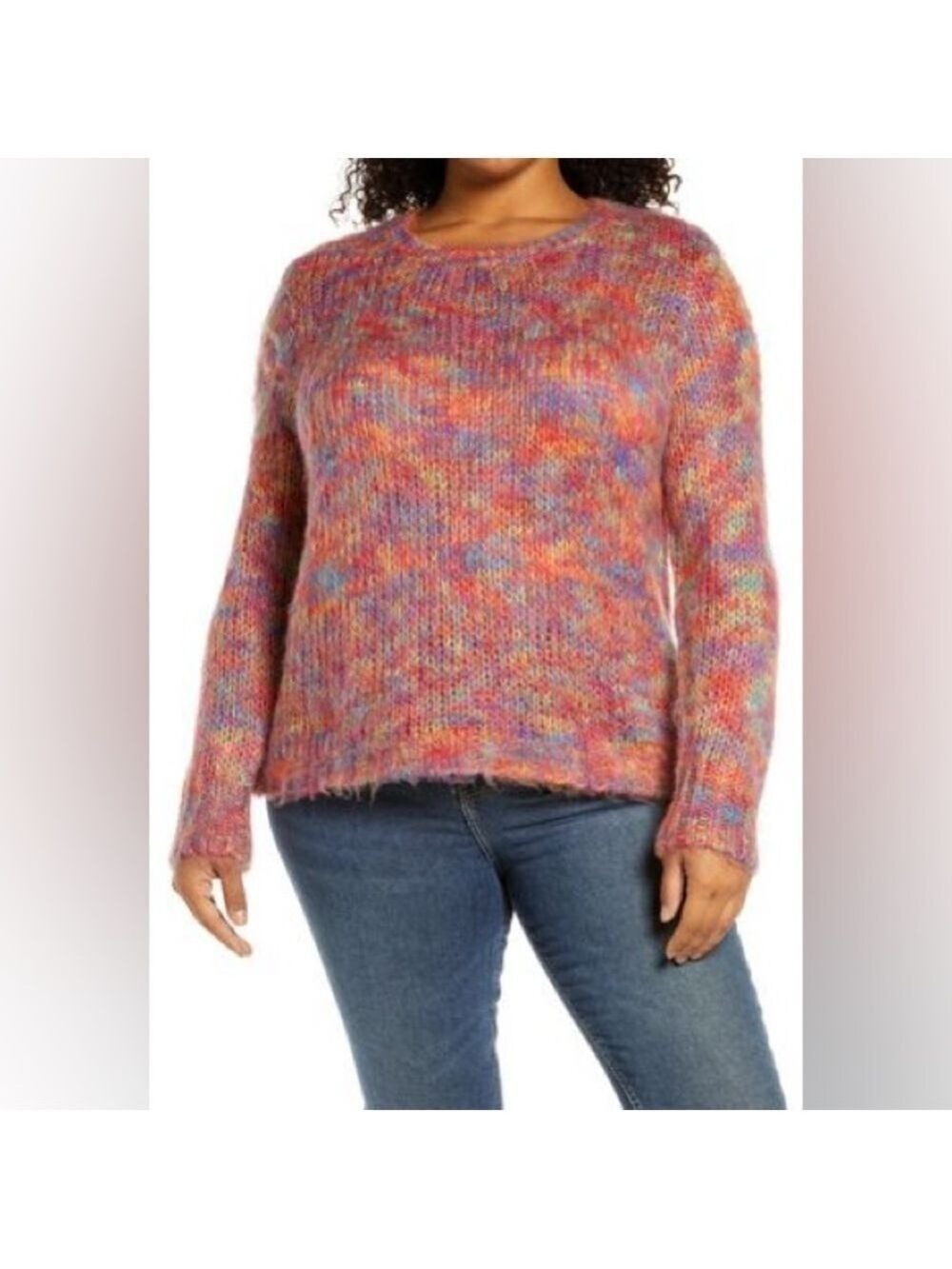 Bobeau Multicolor Cozy Crew Neck Sweater